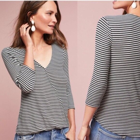 Anthropologie eri + ali striped wrap top‎ - Picture 1 of 6